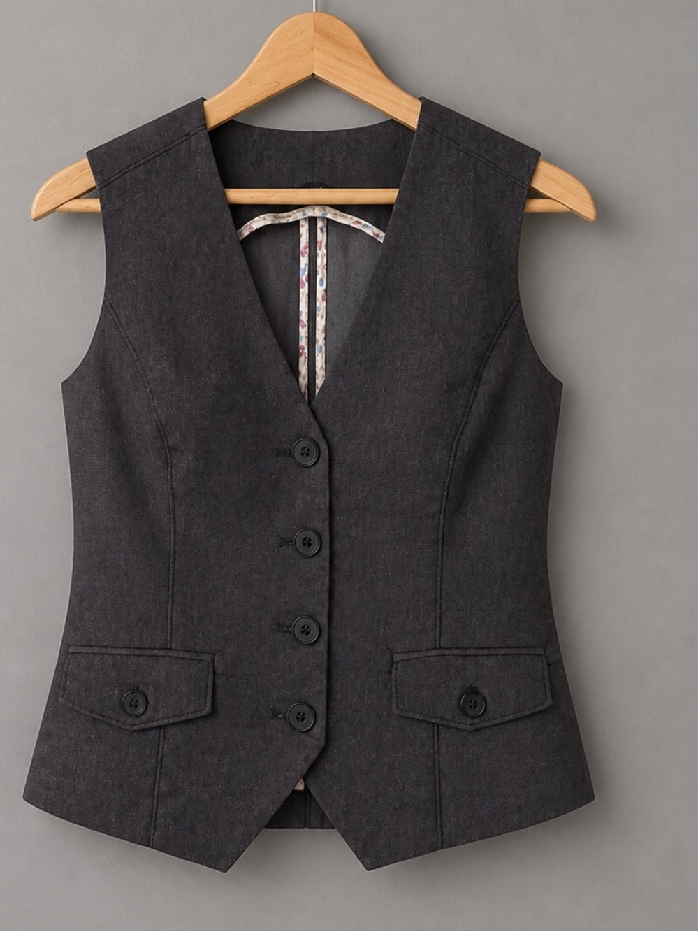 Willi Smith Brown Tailored Vest Size Medium Classic Button Front Career Style